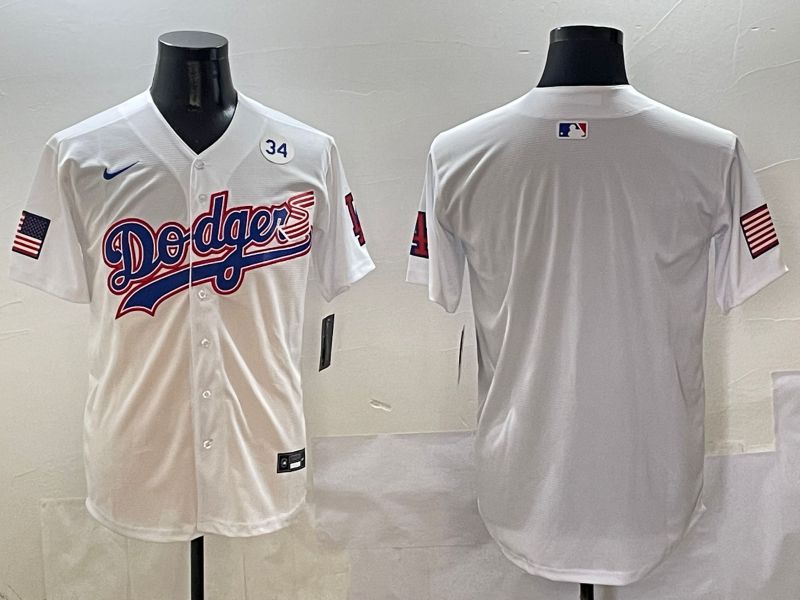 Men Los Angeles Dodgers Blank White national flag second generation joint name Nike 2025 MLB Jersey style 4